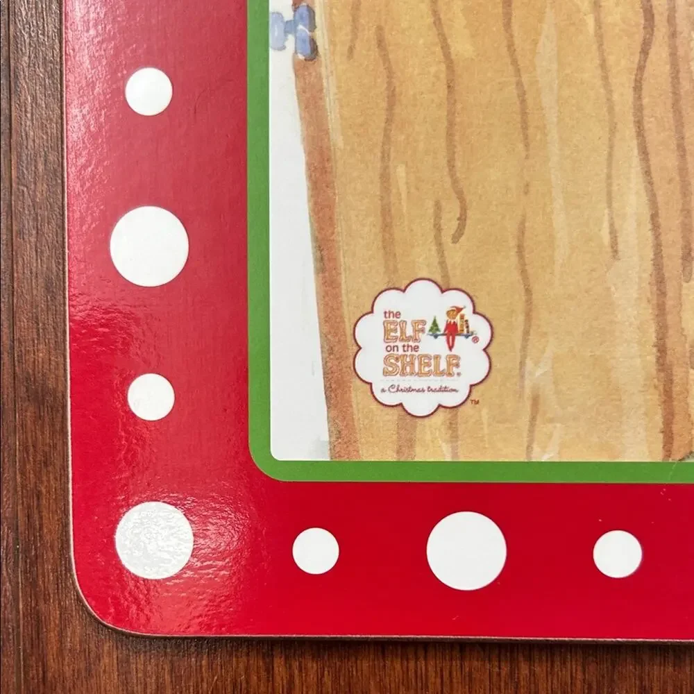 Pottery Barn Kids Elf on a Shelf Christmas Cork Back Placemats, Set of 5